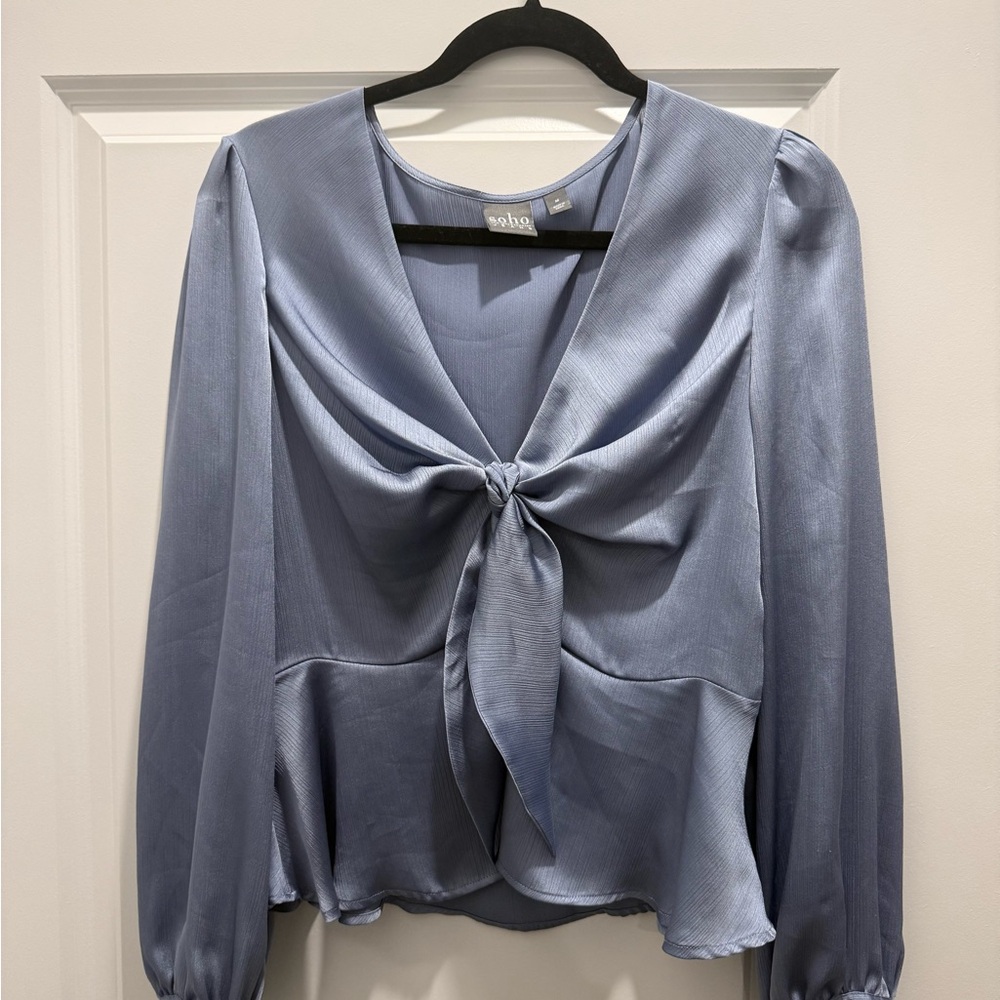 Soho Women's Blue Satin Blouse